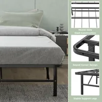 14'' Twin/full/queen Metal Platform Bed Foldable Mattress Foundation Tool-free Assembly