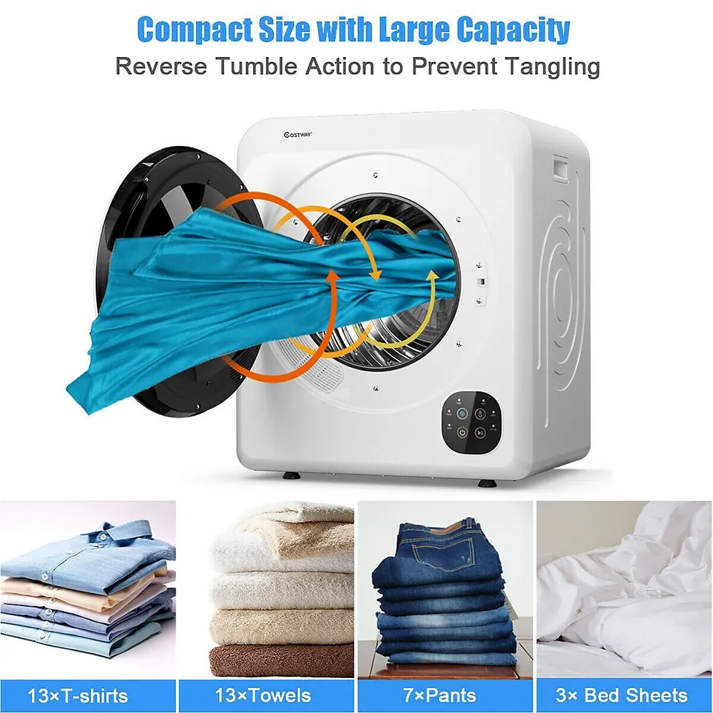Costway 1400W Electric Tumble Compact Laundry Dryer Stainless Steel Tub 8.8lbs /2.6cu.ft