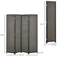 4-panel Bamboo Room Divider Privacy Screen 6ft