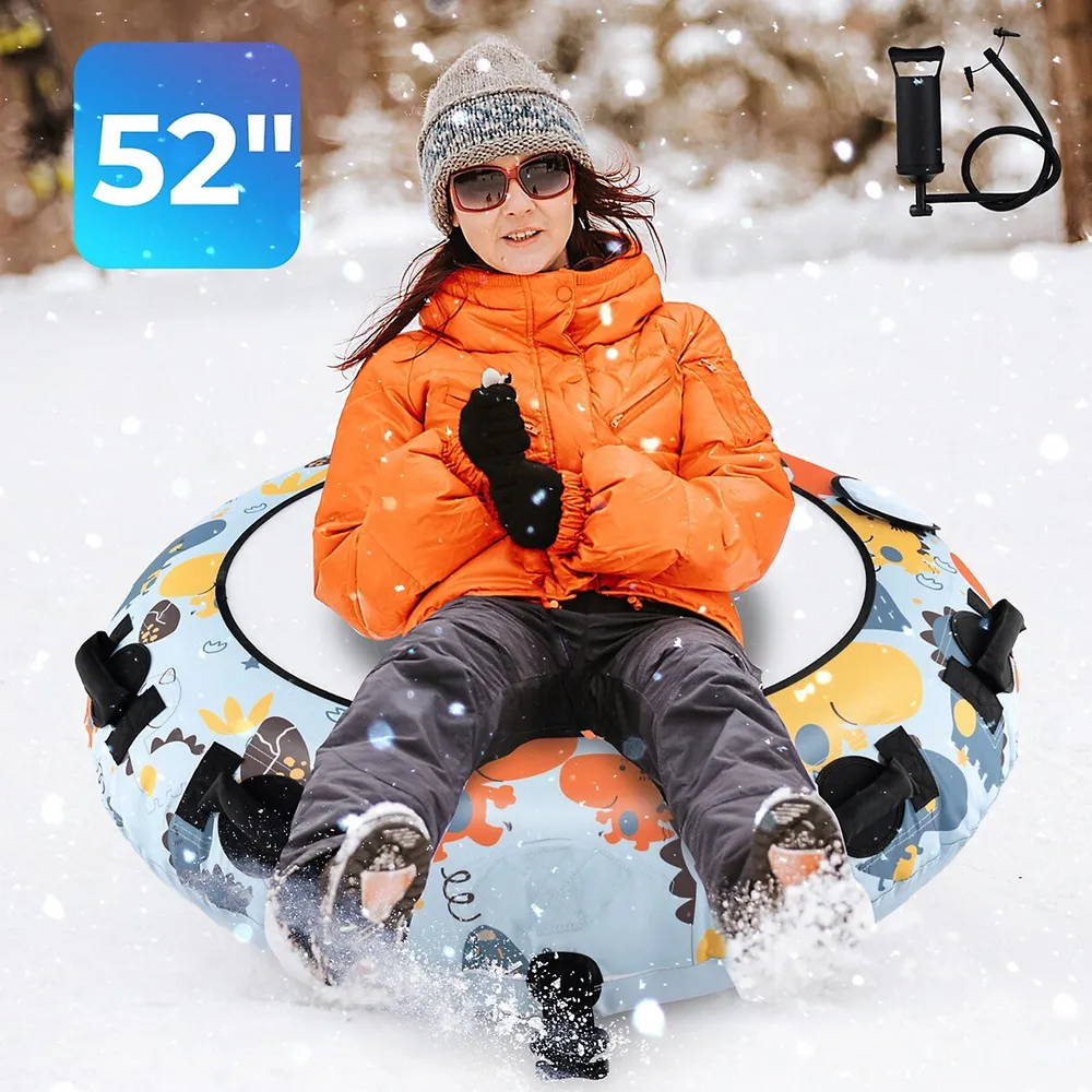 52" Inflatable Snow Tube Heavy-duty Inflator With Premium Polyester Oxford Cover