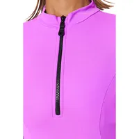 Women Plain Zipper Detailed Knitted Swimsuit