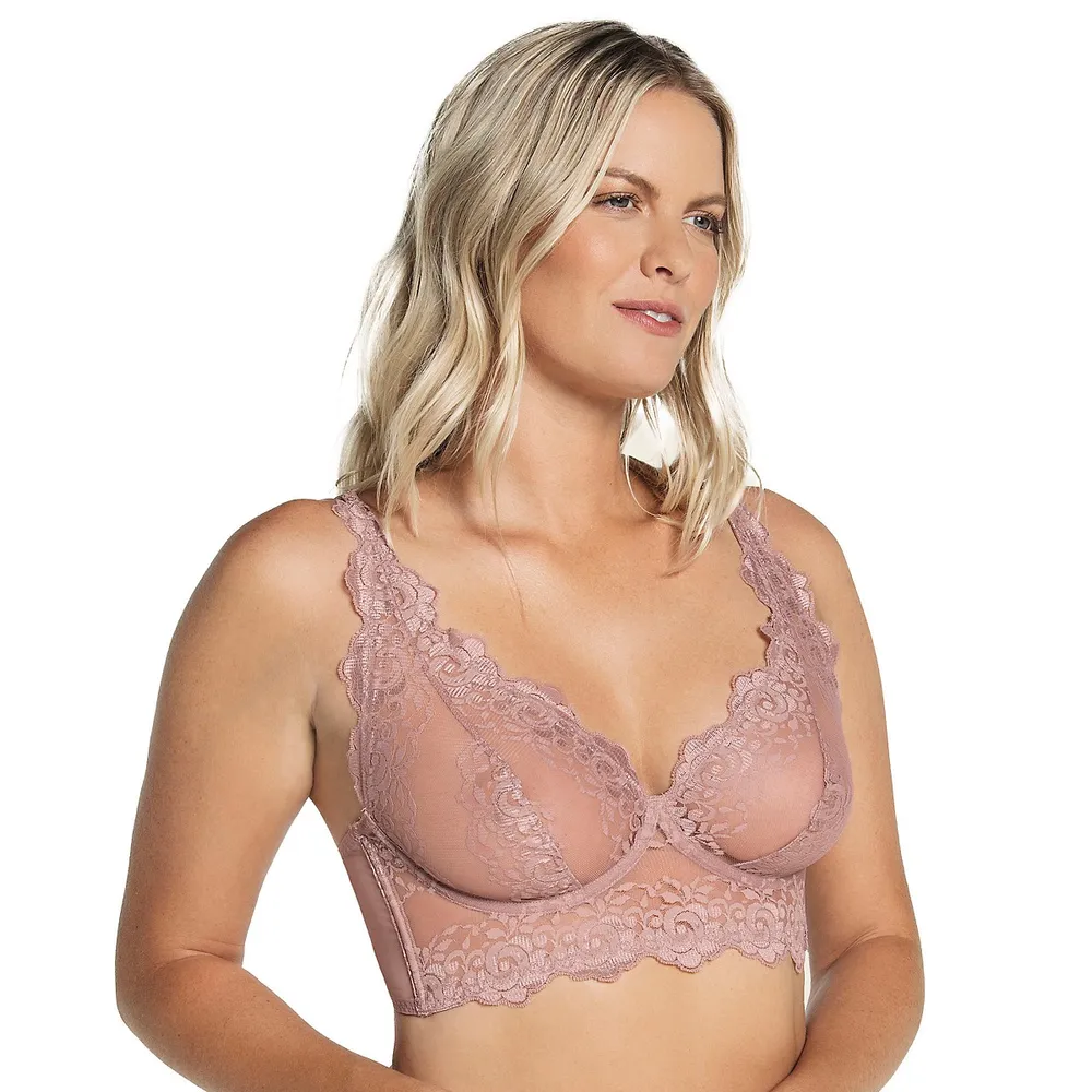Sheer Lace Bustier Bralette With Underwire