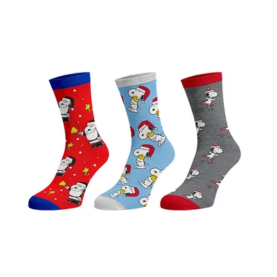 Men's Crew Socks Snoopy Holiday 3-pair
