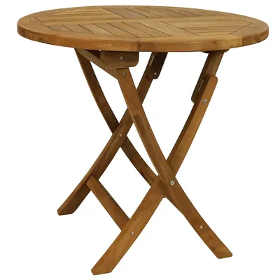 Folding Solid Teak Wood Round Dining Table