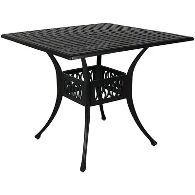 Black Cast Aluminum Square Dining Table - 35 Inch
