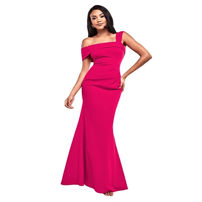Off The Shoulder Pleated Waist Maxi Dress