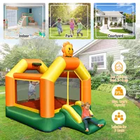 Inflatable Bounce Castle Jumping House Kids Playhouse W/ Slide & 735w Blower