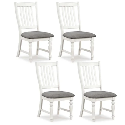 Set Of 2/4 Dining Chairs With Solid Wood Legs & Padded Seat Kitchen Side Chair White Grey