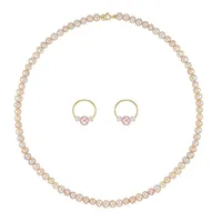 10kt 14" Pearl Necklace And Earring Set