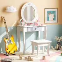 Kids Vanity Set Makeup Table & Chair Sweet Accessories Included Storage Drawer
