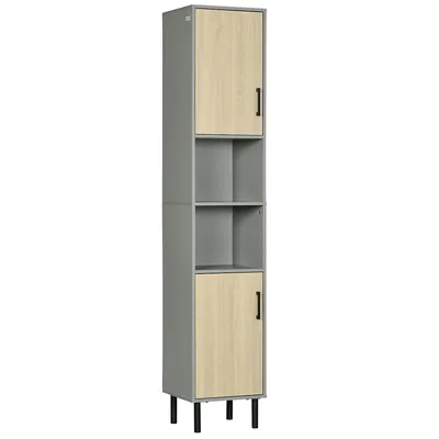 Tall Bathroom Cabinet, Linen Tower Organizer With Doors