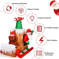 6ft Long Inflatable Santa Claus Flying Airplane Blow Up Christmas Decoration