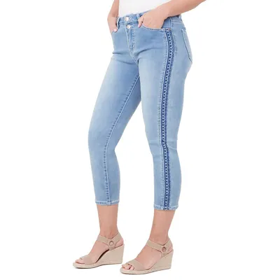 Gigi 7/8 Bleached Blue Embroidered Jeans