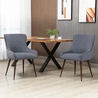 2pc Dining Chairs Padded Seat With Steel Legs