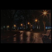 Led Lighted Nighttime City Park Scene Canvas Wall Art 23.75"