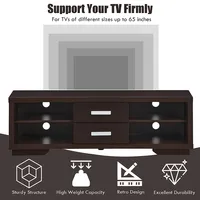 Tv Stand Entertainment Center Hold Up To 65'' Tv With Storage Shelves & Drawers