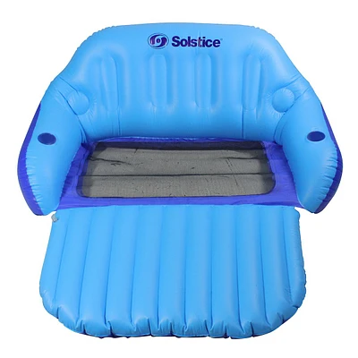 72-inch Inflatable Blue Love Seat Swimming Pool Float With Convertible Foot Rest