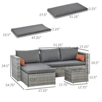 3pcs Modern Rattan Sofa Set