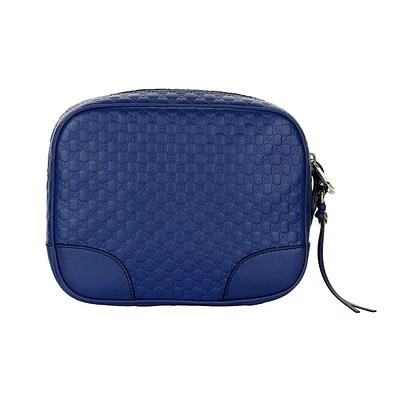 Bree Microguccissima Caspian Blue Leather Crossbody Bag