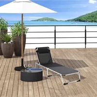 Folding Lounge Chair With Headrest And Adjustable Backrest