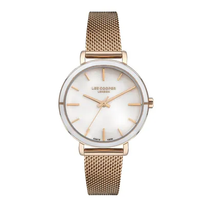 Ladies Lc07247.530 3 Hand Rose Gold Watch With A Rose Gold Mesh Band And A White Dial