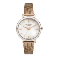 Ladies Lc07247.530 3 Hand Rose Gold Watch With A Rose Gold Mesh Band And A White Dial