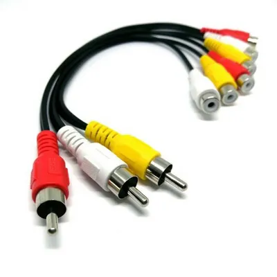 Audio Video Cable 25cm 3rca Male Jack To 6rca Female Plug Audio Video Cable Male To Female Adapter Cable