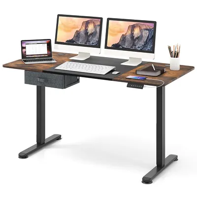 Electric Standing Desk 55" X 28" Height Adjustable Sit Stand With Usb Charging Port