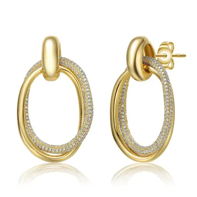 14k Yellow Gold Plated Cubic Zirconia Stud Earrings