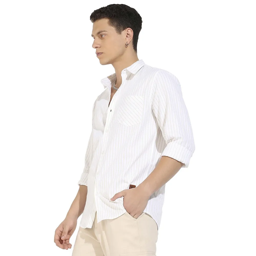 Men's White Chalk Striped Shirt