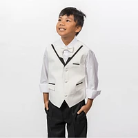 Formal Boys Suit Set With Shiny Lapel And Adjustable Skinny Pants