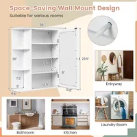 Multipurpose Mount Wall Surface Bathroom Storage Cabinet Mirror White