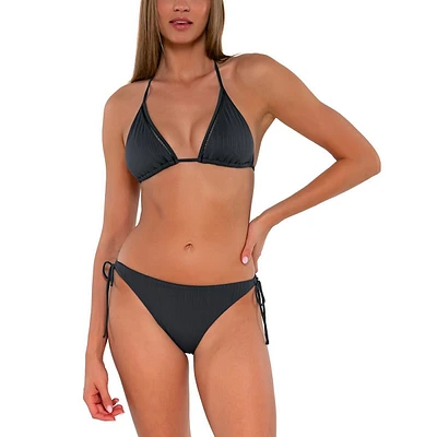 Women's Slate Seagrass Texture Everlee Tie Side Swimwear Bottom