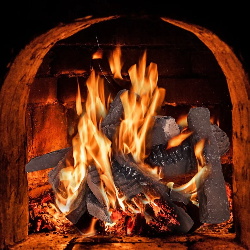 Costway 10pcs Ceramic Wood Logs Gas Fireplace Imitation Wood Propane  Firepit Logs | Hillcrest Mall