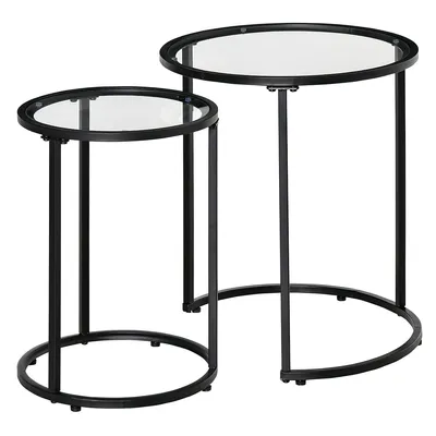 2-piece Tempered Glass Nesting Side Tables