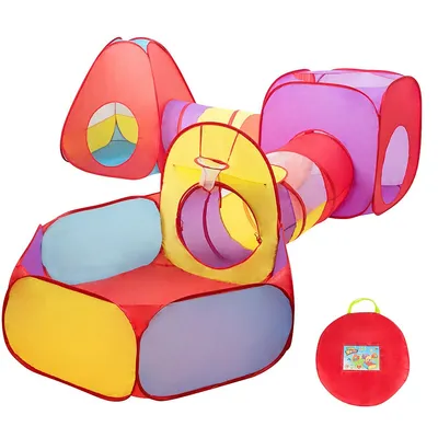 Costway 7pc Kids Ball Pit Play Tents & Tunnels Pop Up Baby Toy Gifts