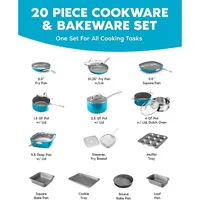 Aqua Blue 20 Piece Cookware Set