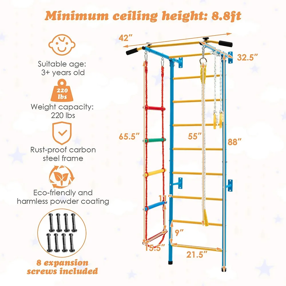 Livingbasics 6.6 Ft Kids Climbing Rope Ladder, 6 Step Playground Hanging Ladder For Indoor Outdoor Play