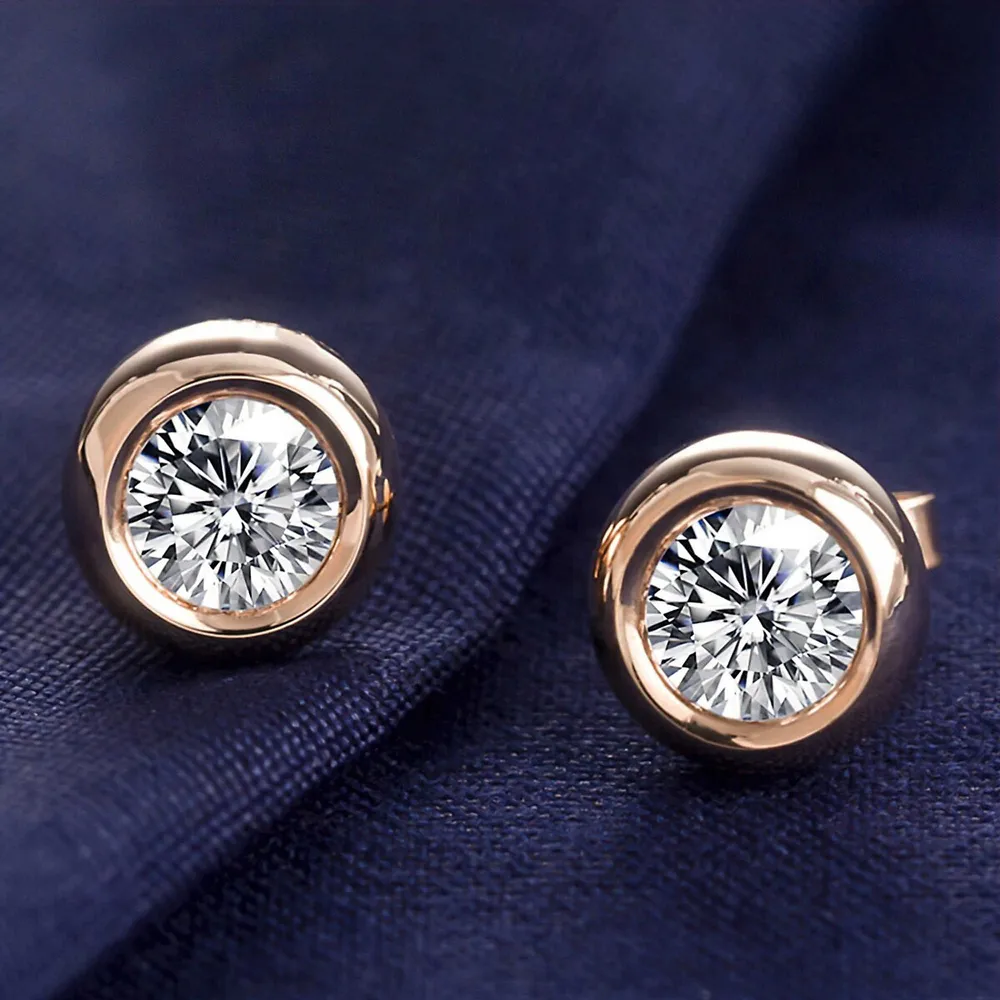 1 Ct Round Vvs1 D Lab Created Moissanite Earrings 0.925 Rose Sterling Silver