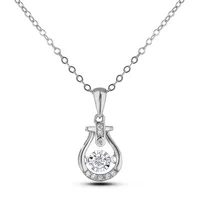 925 Sterling Silver 0.10 Cttw Canadian Diamond Fancy Dancing Diamond Pendant & Chain