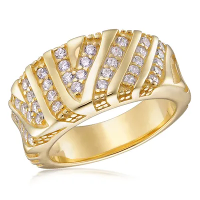Sterling Silver Gold Plated With Cz Ring