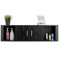 Wall Mounted Floating Desk Hutch Wall Shelf Cabinet Storage Shelves 2 Door