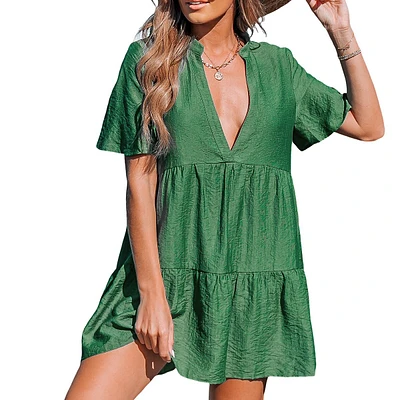 Women's Forest Green Paneled Cover-up Dress