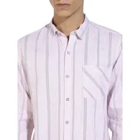 Men's Pink Heathered Striped Shirt