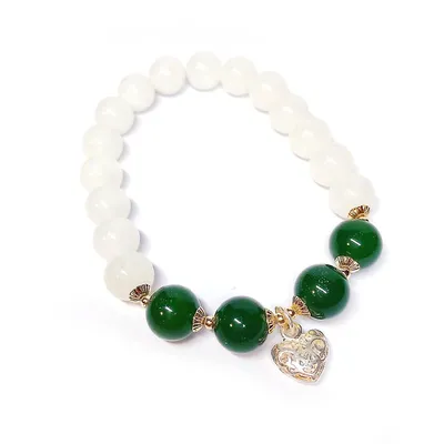 Natural Two-tone Jade Beads Bracelet