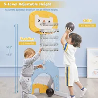 3-in-1 Kids Basketball Hoop Set Adjustable Sports Activity Center W/balls Yellow
