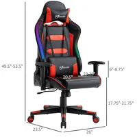 Racing Office Chair With Rgb Led Light, Lumbar Support