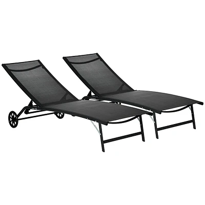 Chaise Lounge Chair Pool With Two Wheels Set Of 2