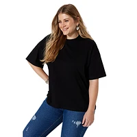 Women Oversize Basic Crew Neck Knitted Plus T-shirt