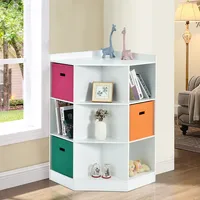 3-tier Kids Storage Shelf Cubes W/3 Baskets Corner Cabinet Organizer White